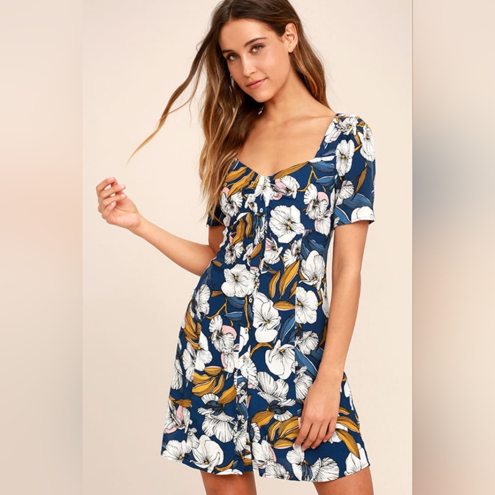 {MINKPINK} Blue Floral Mini Dress